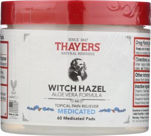 THAYER: Witch Hazel Medicated Pads, 60 pc