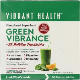 VIBRANT HEALTH: Green Vibrance Version 18.0 Plant Based Superfood, 15 pk