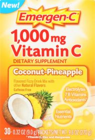 EMERGEN-C: Vitamin C Drink Mix Coconut Pineapple 1000 mg 30 Packets, 9.6 oz