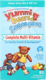 YUMMI BEARS: Sugar Free Complete Multi-Vitamin Natural Fruit, 60 Gummy Bears