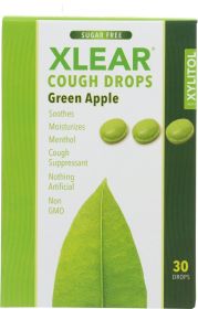 XLEAR: Green Apple Sugar Free Cough Drops, 30 pc