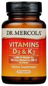 MERCOLA: Vitamins D3 And K2, 30 cp