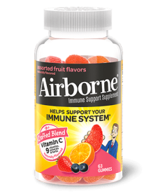 AIRBORNE: Assorted Fruit Flavored Immune Support Gummies, 63 un