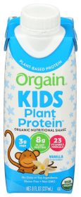 ORGAIN: Kids Plant Protein Shake Vanilla, 8 fo